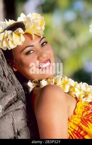 Maedchen von der Insel Oahu - Hawaii, Mädchen aus Hawaii, Stockfoto