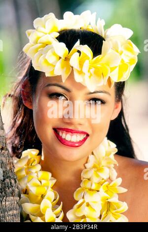 Maedchen von der Insel Oahu - Hawaii, Mädchen aus Hawaii, Stockfoto