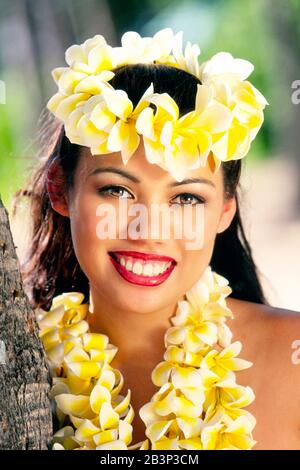 Maedchen von der Insel Oahu - Hawaii, Mädchen aus Hawaii, Stockfoto