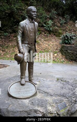 Statue von Jack Daniel, dem Gründer der Jack Daniel Distillery auf dem Boden der Jack Daniel Distillery, Lynchburg, Tennessee.USA Stockfoto