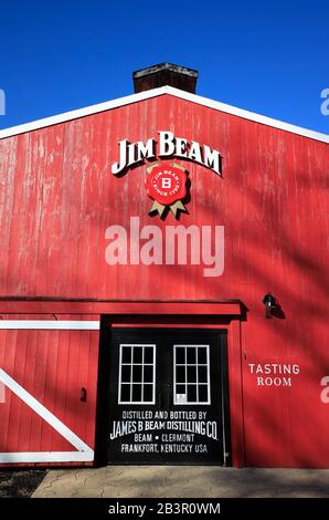 Verkostungsraum der Red Barn von Jim Beam Destillerie.Clermont.Kentucky.USA Stockfoto