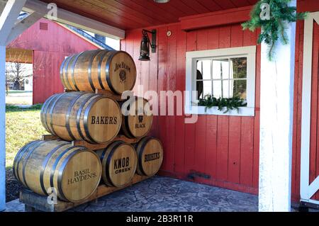 Verkostungsraum der Red Barn von Jim Beam Destillerie.Clermont.Kentucky.USA Stockfoto