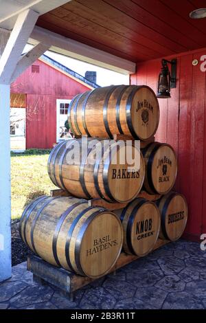 Verkostungsraum der Red Barn von Jim Beam Destillerie.Clermont.Kentucky.USA Stockfoto