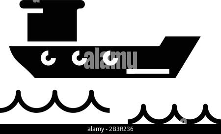 Symbol Tanker schwarz, Konzeptabbildung, Symbol Vektor flach, Glyph-Zeichen. Stock Vektor