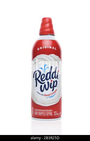 Irvine, KALIFORNIEN - 14. AUGUST 2019: Eine Aerosoldose aus Reddi-Wip Real Cream Dessert Topping. Stockfoto