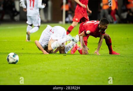 Leverkusen, Deutschland. März 2020. Kerem DEMIRBAY (LEV) im Duell, Action, Fußball-DFB-Pokal-Viertelfinale, Bayer 04 Leverkusen (LEV) - Union Berlin (UB), am 04.03.2020 in Leverkusen/Deutschland. Weltweite Nutzung Credit: Dpa / Alamy Live News Stockfoto