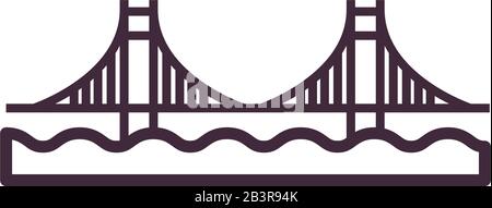 San francisco Bridge Line Style Icon-Design, Usa united States america Independence Day Nation US Country und National Theme Vector Illustration Stock Vektor