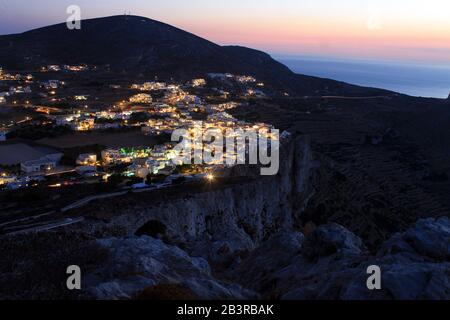 Die Lichter auf Folegandros im Kykladen-Inseln Stockfoto