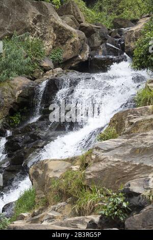 Ella Sri Lanka: 21.03.2019 Bambarakamda-Wasserfälle - malerische Wasserfälle, die von Hindu-Pilgern zur Reinigung besucht werden. Stockfoto