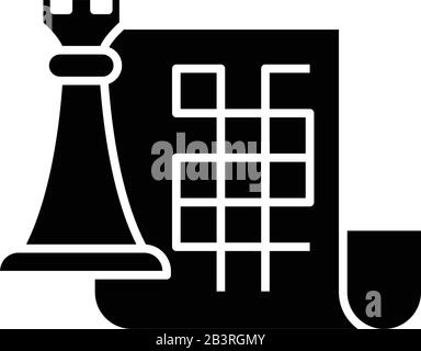 Strategisches Plan, schwarzes Symbol, Konzeptabbildung, Vektor-Flachsymbol, Glyph-Zeichen. Stock Vektor