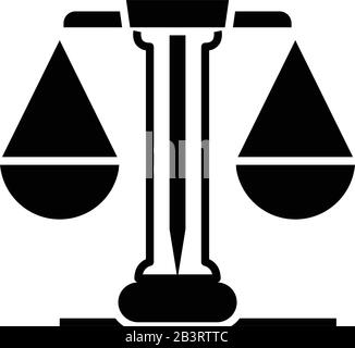 Skalen of Justice Black Icon, Concept Illustration, Vector Flat Symbol, Glyph-Zeichen. Stock Vektor