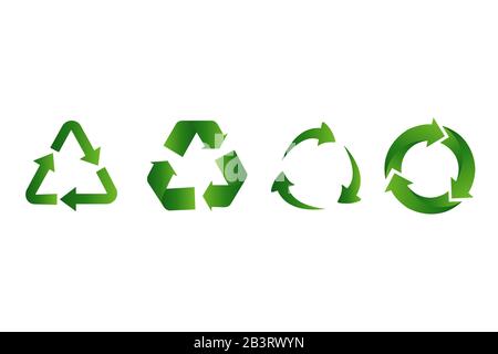 Symbol für Recycling festgelegt. Umweltfreundliches Recycling. Vektor für flaches Material. Stock Vektor