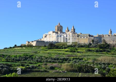 Die Mauern von Mdina auf Malta. Stockfoto