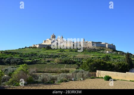 Die Mauern von Mdina auf Malta. Stockfoto