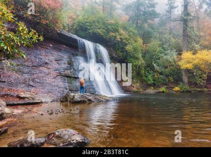 Silver Run Falls, Nantahala National Forest, Jackson County, North Carolina, Vereinigte Staaten von Amerika. Stockfoto