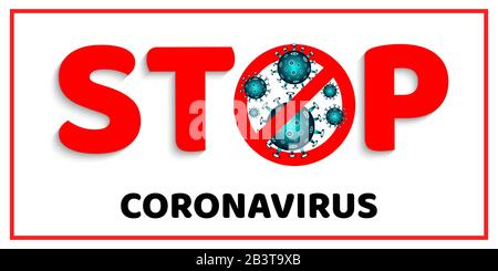 Stoppen Sie Coronavirus COVID-19 (2019-nCoV). Gefährlicher ausbruch des chinesischen Coronavirus. Pandemie-Medizinkonzept mit gefährlichen Zellen. Vektorgrafiken Stock Vektor