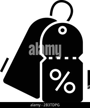 Verkaufssymbol schwarz, Konzeptabbildung, Vektor-Flachsymbol, Glyph-Zeichen. Stock Vektor