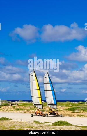 Strandsegeln, Strandsegler, Landsegeln auf Bonaire Stockfoto