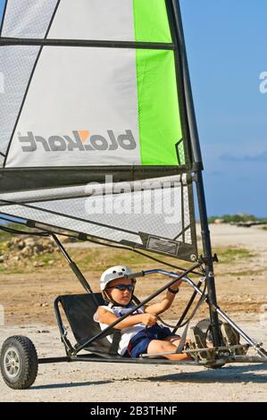 Strandsegeln, Strandsegler, Landsegeln auf Bonaire Stockfoto