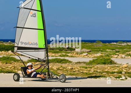 Strandsegeln, Strandsegler, Landsegeln auf Bonaire Stockfoto