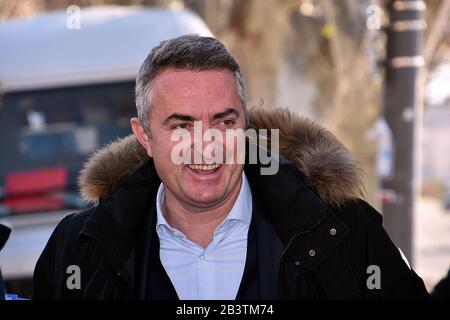 Kandidat für die Bürgermeisterwahlen in Marseille Senator, Stephane Ravier-Kampagnen in Marseille. Stockfoto