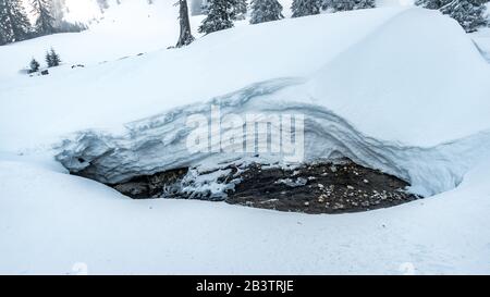Fantastische Schneeschuhtour auf dem Hochgrat bei der Nagelfluhkette im Allgau, Bayern Stockfoto