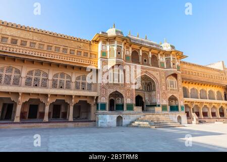 Eingang Ganesh Pol, Amber Fort, Jaipur, Indien Stockfoto