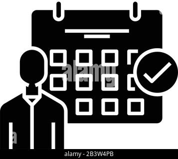 Schedule Confirmation Black Icon, Concept Illustration, Vector Flat Symbol, Glyph Sign. Stock Vektor