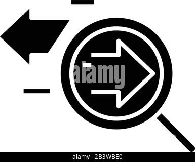 Suche nach schwarzem Symbol, Konzeptabbildung, Vektor-Flachsymbol, Glyph-Zeichen. Stock Vektor