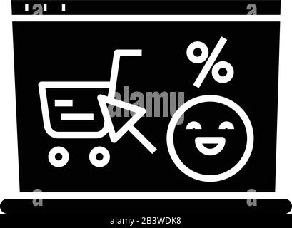 Verkaufssymbol schwarz, Konzeptabbildung, Vektor-Flachsymbol, Glyph-Zeichen. Stock Vektor