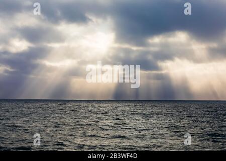 Blick über den Atlantik vom Falschen Punkt Aus Ökologisches Reservat auf der Avalon Halbinsel, einer der bedeutendsten Fossillagerstätten der Welt, Neufundlan Stockfoto