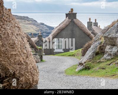 Gearrannan Blackhouse Village, Carloway, Isle of Lewis, Outer Hebrides Scotland, Großbritannien Stockfoto