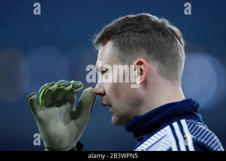 Gelsenkirchen, Deutschland. März 2020. Manuel neuer (Bayern) Fußball/Fußball: Deutschland 'DFB-Pokal' Viertelfinalspiel zwischen dem FC Schalke 04 0:1 FC Bayern München in der VELTINS-Arena in Gelsenkirchen. Credit: Mutsu Kawamori/AFLO/Alamy Live News Stockfoto