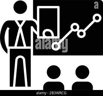Schwarzes Symbol für Teamcoaching, Konzeptabbildung, Vektor-Flachsymbol, Glyph-Zeichen. Stock Vektor
