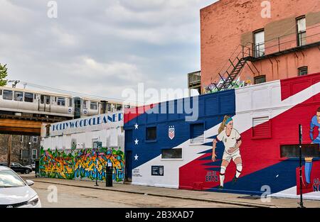 Bucktown & Wicker Park in Chicago. Stockfoto