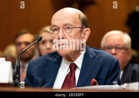 Washington, 5. März 2020. 5. März 2020 - Washington, DC, Vereinigte Staaten: Wilbur Ross, Handelsminister, sprach bei einer Anhörung des Senatsantrageunterausschusses für Arbeit, Gesundheit und menschliche Dienstleistungen, Bildung und Damit Verbundene Agenturen. (Foto von Michael Brochstein/Sipa USA) Credit: SIPA USA/Alamy Live News Stockfoto