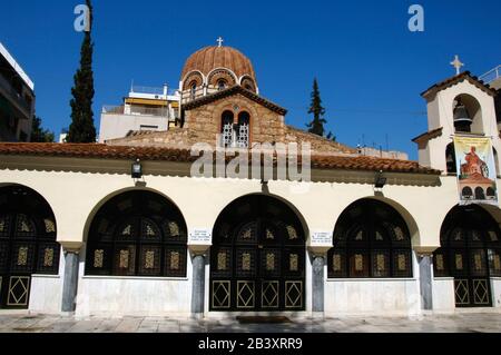 Griechenland, Athen. Kirche Agia Aikaterini (St. Katharina). Jahrhundert. Byzantinische Zeit. Plaka Nachbarschaft. Region Attika. Stockfoto