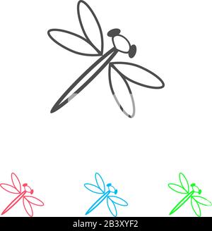 Dragonfly Icon flach. Farbpiktogramm auf weißem Hintergrund. Symbol für Vektorgrafiken und Bonussymbole Stock Vektor