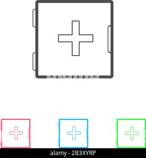 Brustkorb des Arzneimittels flach. Farbpiktogramm auf weißem Hintergrund. Symbol für Vektorgrafiken und Bonussymbole Stock Vektor