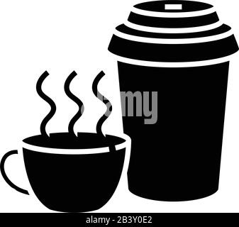 Tea Outside Black Icon, Konzeptabbildung, Vektor-Flat-Symbol, Glyph-Zeichen. Stock Vektor