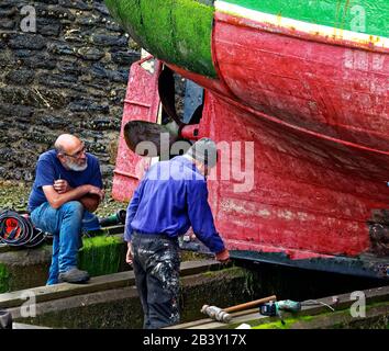 Mevagissey, dessen Name in Cornish Lannvorek ist, ist ein Dorf und Fischerhafen und eine zivile Gemeinde in Cornwall, England. Stockfoto