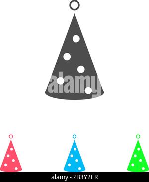 Partyhut Symbol flach. Farbpiktogramm auf weißem Hintergrund. Symbol für Vektorgrafiken und Bonussymbole Stock Vektor