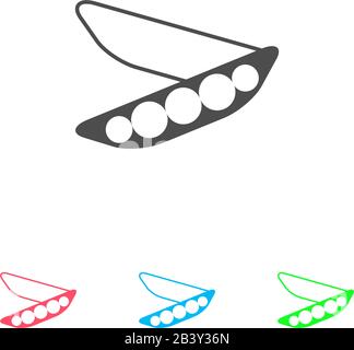Erbsensymbol flach. Farbpiktogramm auf weißem Hintergrund. Symbol für Vektorgrafiken und Bonussymbole Stock Vektor
