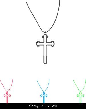 Religion Kreuzsymbol flach. Farbpiktogramm auf weißem Hintergrund. Symbol für Vektorgrafiken und Bonussymbole Stock Vektor