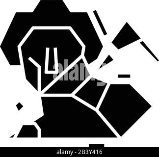 Schwarzes Symbol für Steinschnitzerei, Konzeptdarstellung, Symbol für Vektor-Ebene, Glyph-Zeichen. Stock Vektor