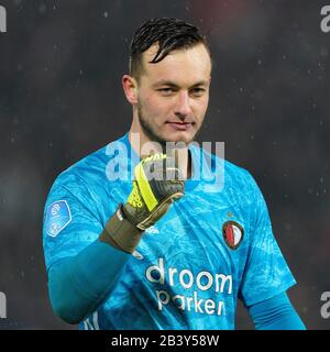 Rotterdam, 04-03-2020, Fußball, KNVB-Pokal, Saison 2019-2020, Feyenoord-Torhüter Justin Bijlow feiert das 4:0 Stockfoto