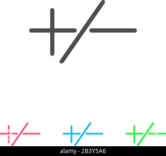 Plus- oder Minus-Symbol flach. Farbpiktogramm auf weißem Hintergrund. Symbol für Vektorgrafiken und Bonussymbole Stock Vektor