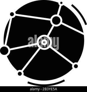 Verweist auf schwarzes Symbol, Konzeptabbildung, Vektor-Flachsymbol, Glyph-Zeichen. Stock Vektor