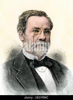 Louis Pasteur. Handfarbener Holzschnitt Stockfoto