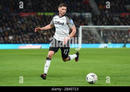 Derby, Derbyshire, Großbritannien. März 2020. George Evans (17) von Derby County beim FA-Cup-Spiel zwischen Derby County und Manchester United im Pride Park, Derby am Donnerstag, 5. März 2020. (Kredit: Jon Hobley / MI News) Foto darf nur für redaktionelle Zwecke in Zeitungen und/oder Zeitschriften verwendet werden, Lizenz für kommerzielle Nutzung erforderlich Credit: MI News & Sport /Alamy Live News Stockfoto